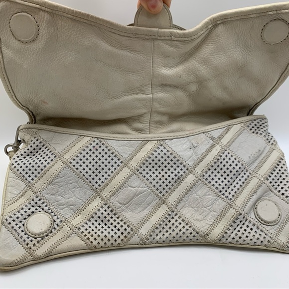 B.Mackowsky Light Gray Leather Perforated Large Clutch Handbag - Picture 10 of 16